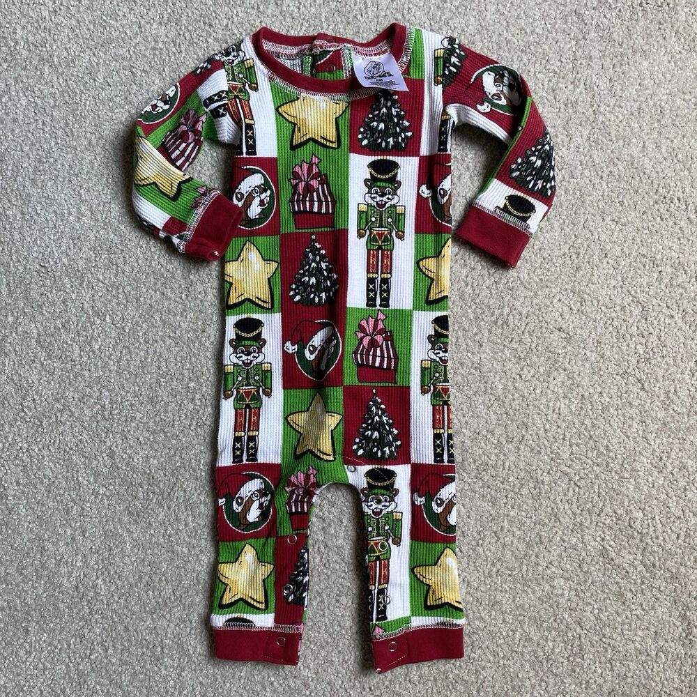 Buc-ee's Christmas Holiday One Piece Romper Jumpsuit Thermal Unisex Size 6 mo